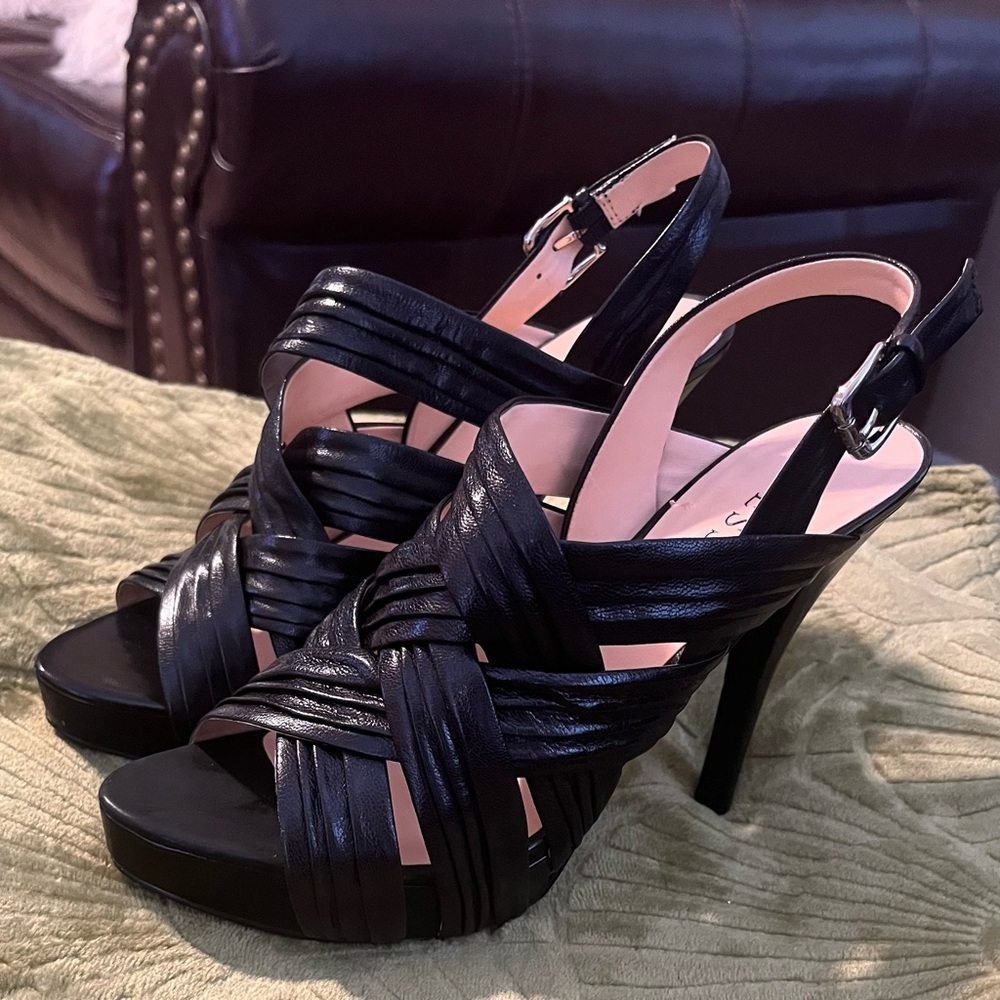 Guess Black Strappy Platform Heels